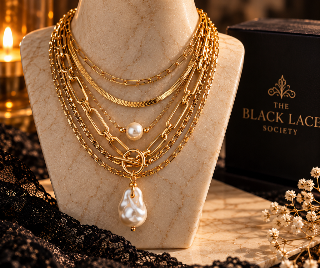 The Pearl Noire Cascade Necklace