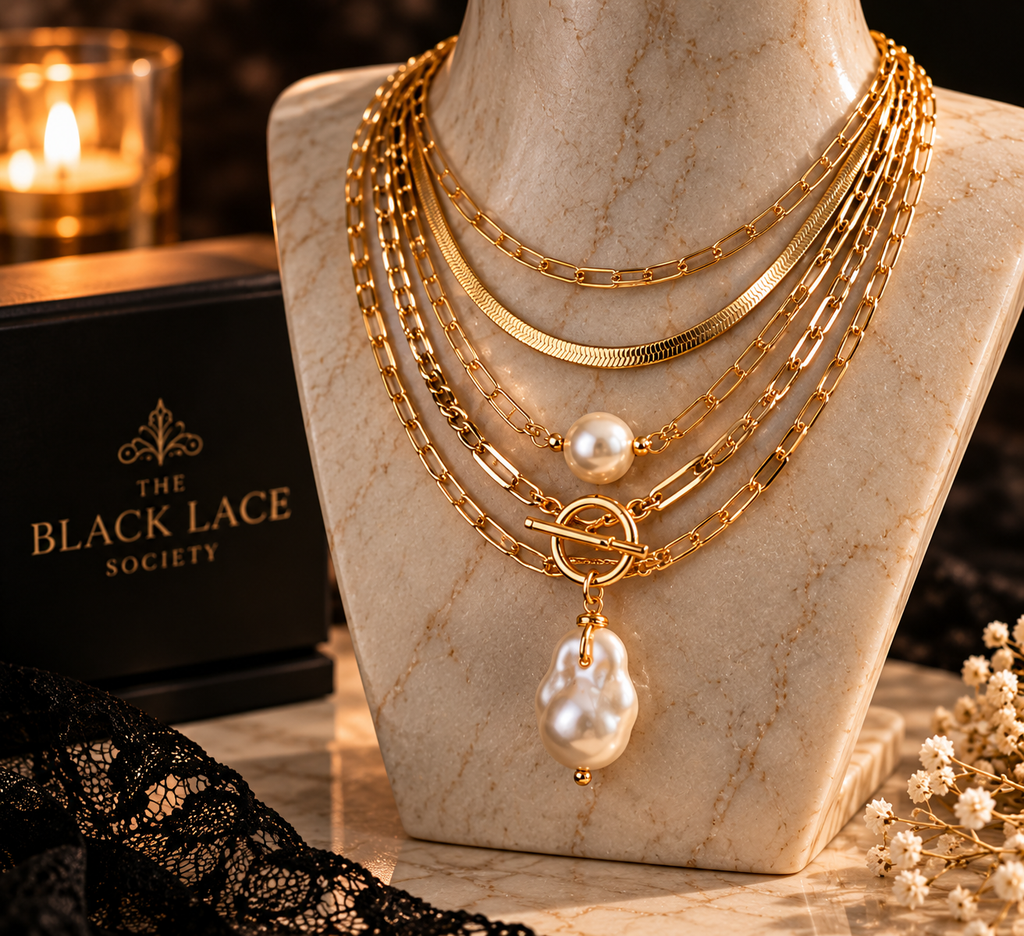 The Pearl Noire Cascade Necklace