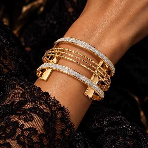 Glitter Detail Cuff Bangle lifestyle shot